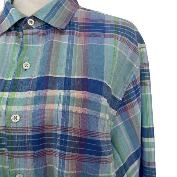 Tommy Bahama Barbados Breeze Stretch Linen Blend Mens Shirt Size L Blue Preppy - Picture 4 of 8